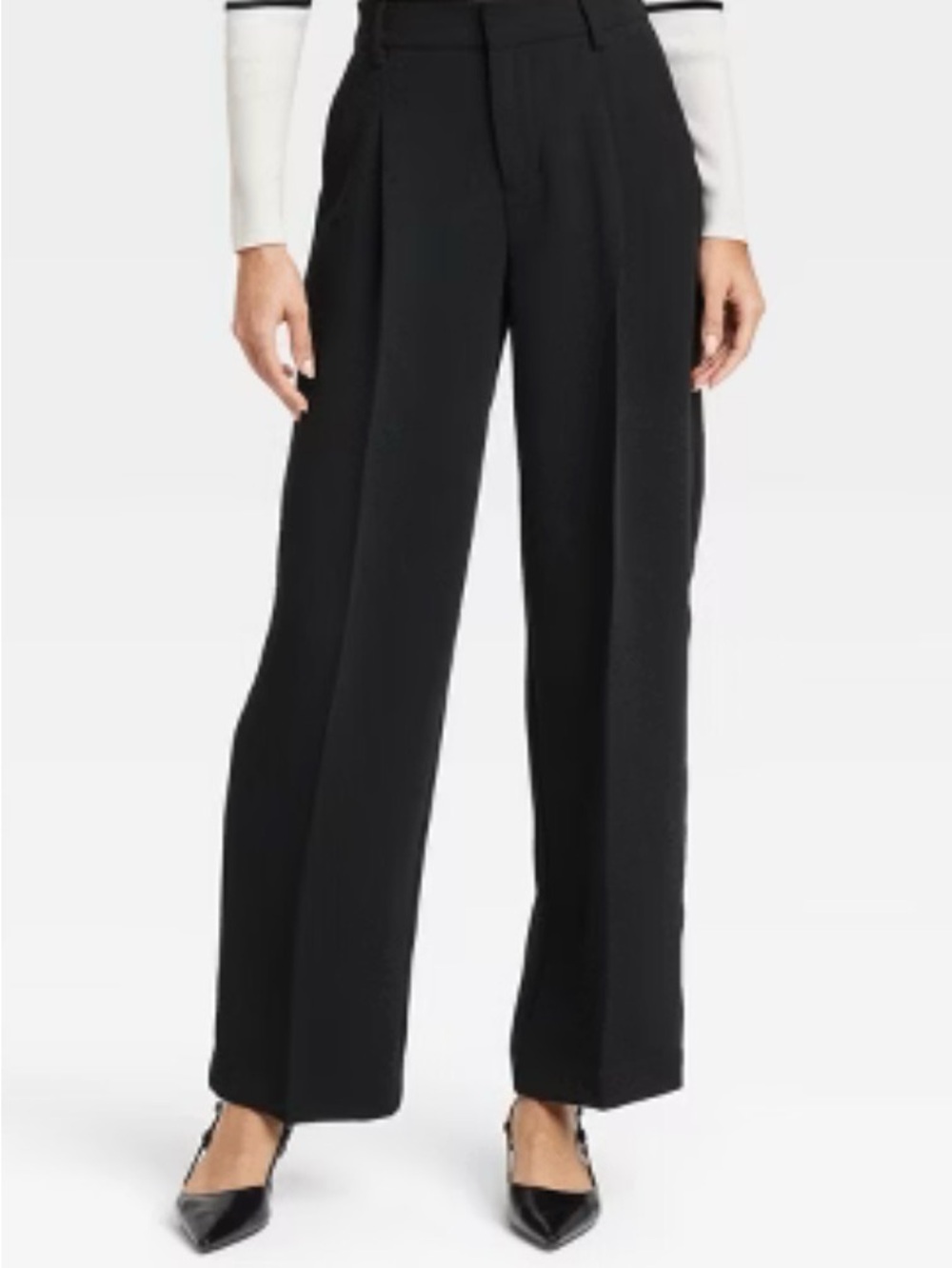 Wide-Leg High-Waist Black Trousers NWT